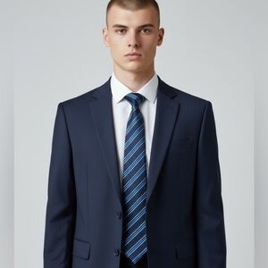 Banana Republic Made in Italy Navy Blue Striped Silk Tie Classic Style